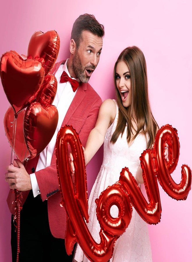 KALOR بالونات فويل حمراء مقاس 42 بوصة مكتوب عليها كلمة LOVE وبالونات مايلر حمراء على شكل قلب مقاس 18 بوصة لتزيين حفلات عيد الحب وحفلات الزفاف - Image 3